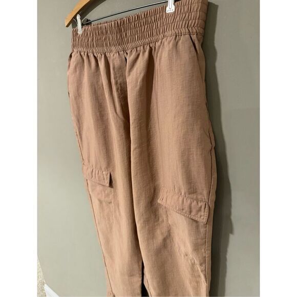 ZARA Wide Leg Textured Cargo‎ Pants Pink Size Large - Picture 2 of 6